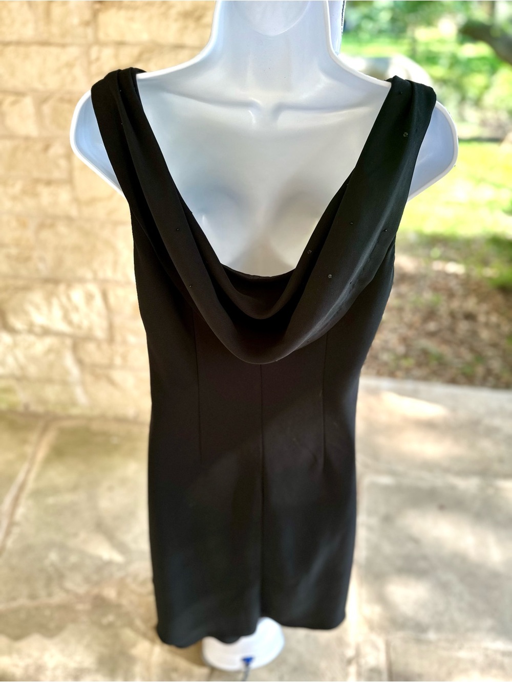 Vintage Jones New York Black Draped Cowl Midi Dress